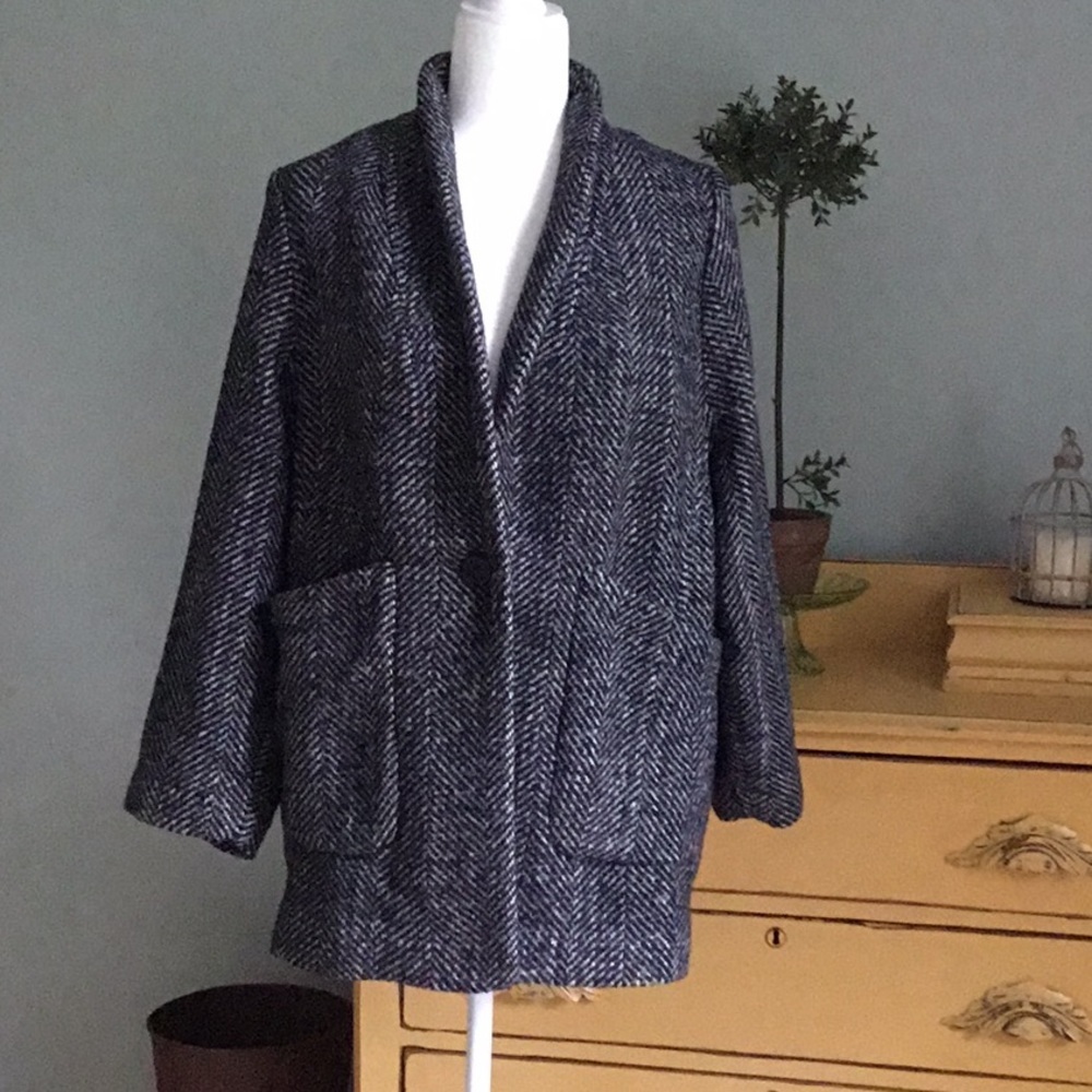 Y2K Black and White Minimalist Topper Coat Size 12